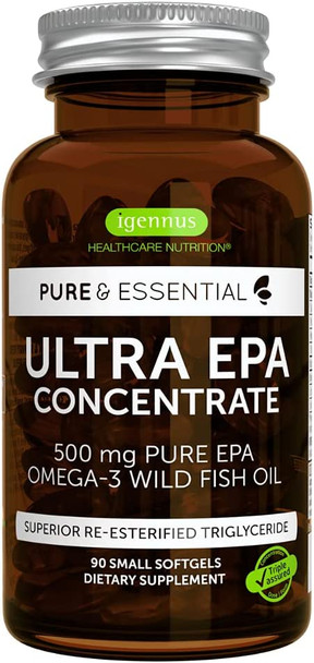 Pure & Essential Ultra Pure Epa Omega-3 Concentrate 500 Mg, Wild Fish Oil, Rtg, 90 Small Softgels