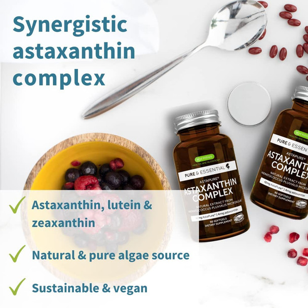 Astaxanthin Complex + Zinc Complex Vegan Bundle, Antioxidant Support For Skin, Hair & Nails, By Igennus