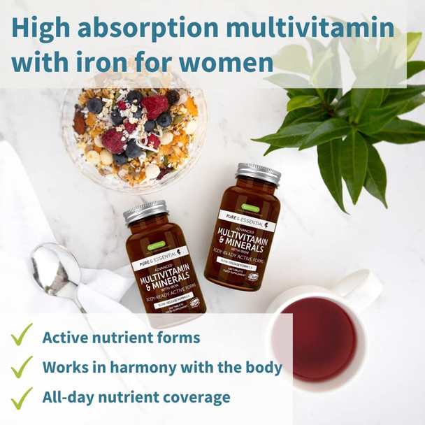 Multivitamin & Minerals for Women + Live Cultures+ Lab4 Probiotics Vegan Bundle, Advanced Multi with Iron + 25 Billion CFU Probiotic with Non-Bloating Prebiotic, by Igennus
