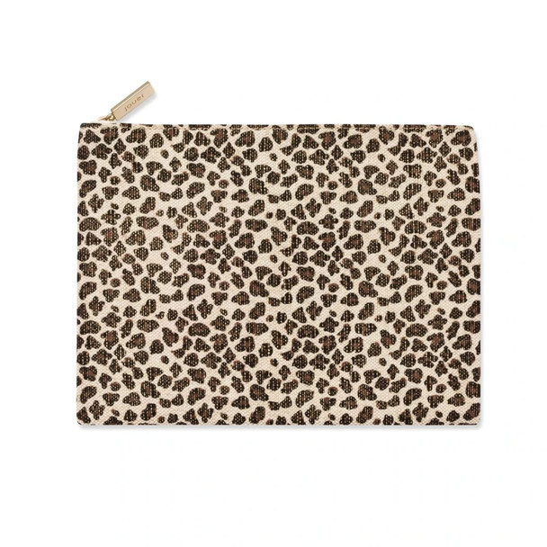 Jouer Leopard It Bag | Versatile Cosmetic Bag | Portable Travel Purse | Top Zipper Closure | Leopard Print on Canvas | | Paraben, Glute, Cruelty Free | Vegan Friendly