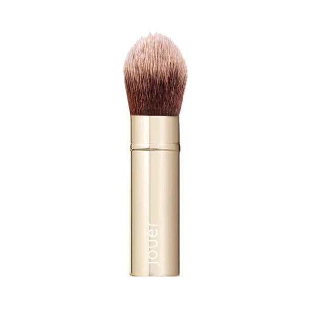 Jouer Essential Travel Complexion Brush - Cosmetic Makeup Brush - Travel Friendly - Soft Synthetic Bristles - Cruelty, Gluten & Paraben Free - Vegan Friendly, Gold, 0.10625 pounds