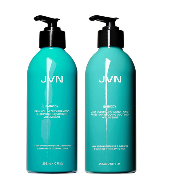 JVN Embody Volumizing Shampoo & Conditioner Bundle, Clean, Embody Collection, All Hair Types, Adds Fullness and Restores Shine, Sulfate Free (10 Fl Oz)