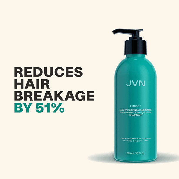 JVN Embody Volumizing Conditioner, Clean, Volume-boosting Conditioner for All Hair Types, Adds Fullness and Restores Shine, Sulfate Free (10 Fl Oz)