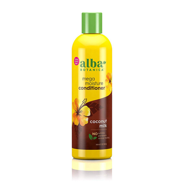 Alba Botanica Drink It Up Coconut Milk Hawaiian Conditioner, Yellow , 12 oz.