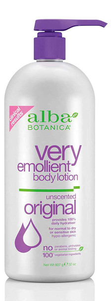 Alba Botanica Very Emollient, Unscented Body Lotion, 32 Ounce