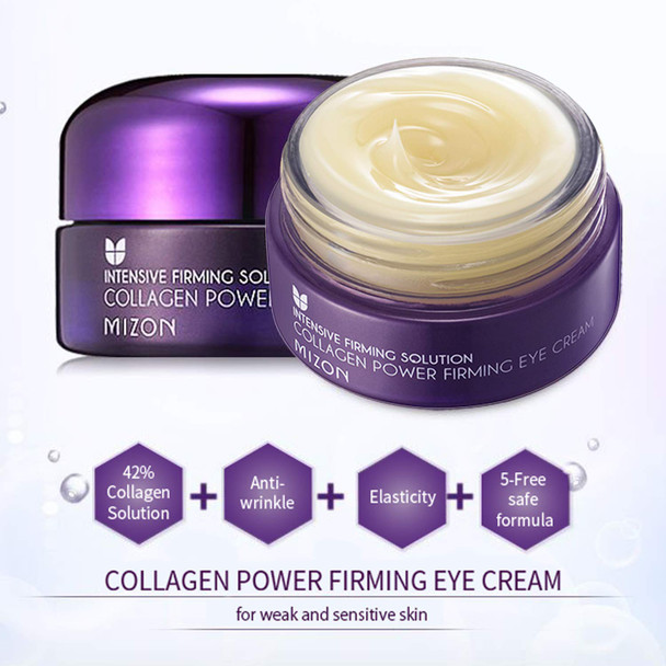 Mizon Collagen Power Firming Eye Cream, with Hyaluronic Acid for Wrinkle Care, Skin Nourished, Moisturizing, Skin Elasticity (25ml, 0.85 fl oz)