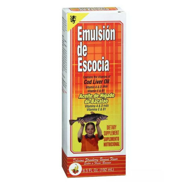 Emulsion De Escocia Cod Liver Oil, Strawberry Banana Flavored 6.50 oz (1 Pack)