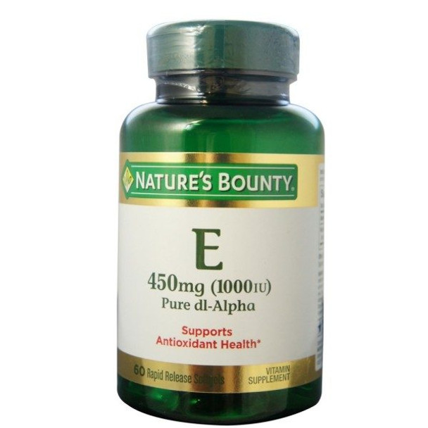 Natures Bounty Vitamin E 1000 IU Softgels Pure DL-Alpha 60 Soft Gels (1 Pack)