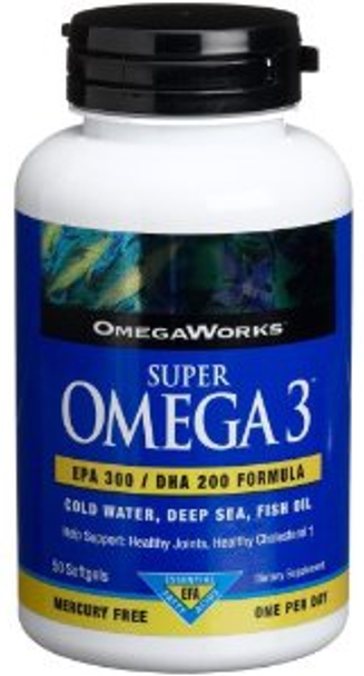 OmegaWorks Super Omega 3 EPA 300 / DHA 200 Formula Fish Oil Softgels 50 ea (1 Pack)