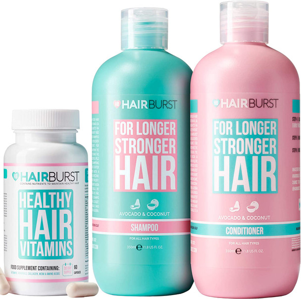 Hairburst Shampoo, Conditioner & Original Vitamin Bundle - All Natural Hair Growth Vitamins - Hair Growth and Anti Hair Loss Shampoo and Conditioner - For Longer, Stronger Hair