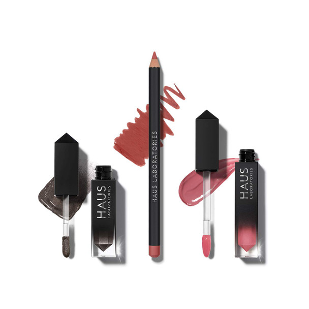 HAUS LABORATORIES By Lady Gaga: HAUS OF COLLECTIONS | (64 Value) Makeup Kit with Bag, Liquid Eyeshadow, Lip Liner Pencil, and Lip Gloss Available in 13 Sets, Vegan & Cruelty-Free | 3-Piece Value Set