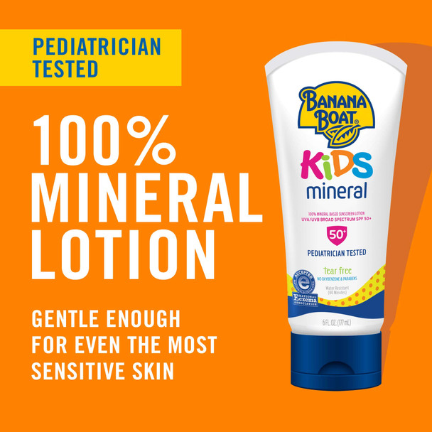 Banana Boat Simply Protect Tear Free, Reef Friendly Sunscreen Lotion for Kids, Broad Spectrum SPF 50, 25% Fewer Ingredients, 6 Ounces - Twin Pack