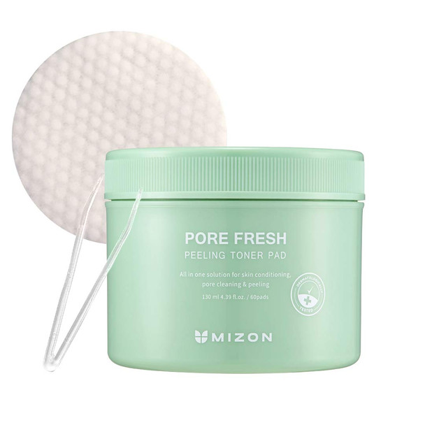 Mizon AHA BHA PHA Peeling Pads, Natural, Gentle Peeling, Exfoliating, Toning, Pore-Tightening, Pore Fresh Peeling Toner Pad (60 Pads)