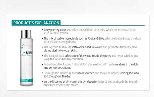 Mizon AHA&BHA Daily Clean Toner 5.07 fl oz, Daily Peeling Toner, Smooth Skin Texture, Removes Skin Wastes in Pores