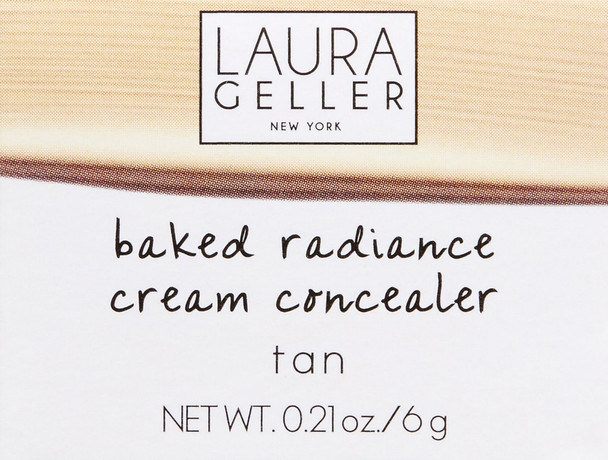 LAURA GELLER NEW YORK Baked Radiance Weightless Cream Concealer, Full Coverage Color Correcting Face Makeup with Velvet Finish, Tan