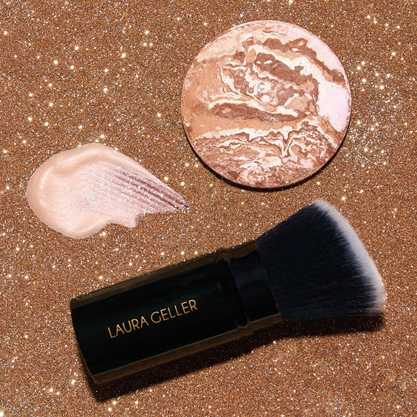 LAURA GELLER NEW YORK Ready-n-Radiant Kit (3 PC) - Baked Bronze-n-Brighten, Fair + Spackle Super-Size Skin Perfecting Primer, Champagne Glow + Retractable Angled Kabuki Brush