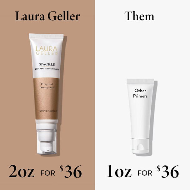 LAURA GELLER NEW YORK All Time Glow Kit (2 PC) - Spackle Super-Size Skin Perfecting Primer, Champagne Glow - Baked Natural Glow Highlighter, French Vanilla