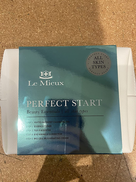 Le Mieux Perfect Start Beauty Essentials Set for Normal Skin - 5-Piece Facial Set - Phyto-Nutrient Cleansing Gel, Essence Toner, TGF-B Booster, Eye Wrinkle Corrector & Bio Cell Rejuvenating Cream