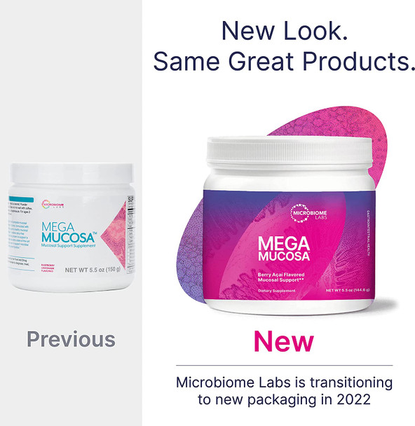 Microbiome Labs MegaMucosa - GI Lining Powder Supplement - Gut Lining & Immune Support with Immunoglobulins & Amino Acids - Berry Acai Flavor Powder for Adults, Children & Teens (5.5 oz)