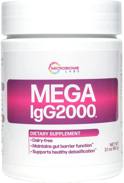Microbiome Labs Mega IgG2000 - Dairy-Free Colostrum Powder - Immunoglobulin Supplements to Support Digestive Health, Gut Health & Detox - Casein & Lactose-Free (2.1 oz)