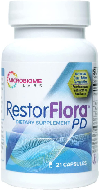 Microbiome Labs RestorFlora PD Yeast & Spore Probiotic - Daily Probiotic for Gut Health with Saccharomyces Boulardii - Probiotics for Digestive Health and Immune Support (21 Capsules)