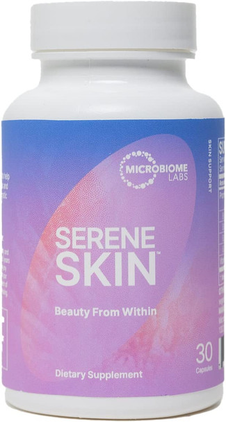 Microbiome Labs SereneSkin - Spore Based Probiotic Supplement for Skin + Gut Health - Vitamin K2 + Bacillus Coagulans to Support Gut-Skin Axis & a Youthful Complexion (30 Capsules)