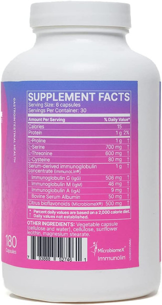 Microbiome Labs MegaMucosa - Mucosal Support Supplement for Digestive Health - L Proline & L Cysteine Support Healthy Gut Biome (180 Capsules)