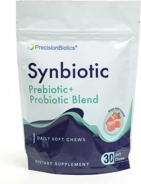 Microbiome Labs Synbiotic Chews - Prebiotics and Probiotics for Gut Health, Bacillus Spore Based Probiotics for Digestive Health + XOS Prebiotic Fiber Supplements to Support Immune Defense (30 Chews)