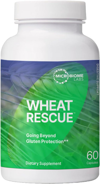 Microbiome Labs WheatRescue - Supports Optimal Wheat & Gluten Digestion - Digestive Enzymes & Probiotic Supplement to Help Protect Against Hidden Sources of Gluten - Digestive Aid (60 Capsules)