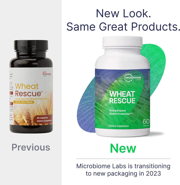 Microbiome Labs WheatRescue - Supports Optimal Wheat & Gluten Digestion - Digestive Enzymes & Probiotic Supplement to Help Protect Against Hidden Sources of Gluten - Digestive Aid (60 Capsules)