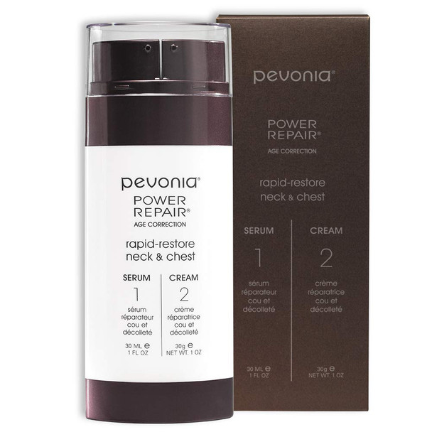 PEVONIA Power Repair Age Correction Rapid Restore Neck & Chest Serum and Cream, 2 fl. oz.