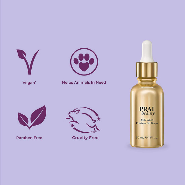 PRAI Beauty 24K Gold Precious Oil Drops - Cruelty Free - 1 Oz