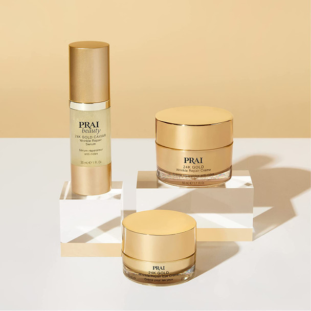 PRAI Beauty 24K Gold Wrinkle Repair Night Creme - Anti-Aging & Anti-Wrinkle Creme - 1.7 Oz