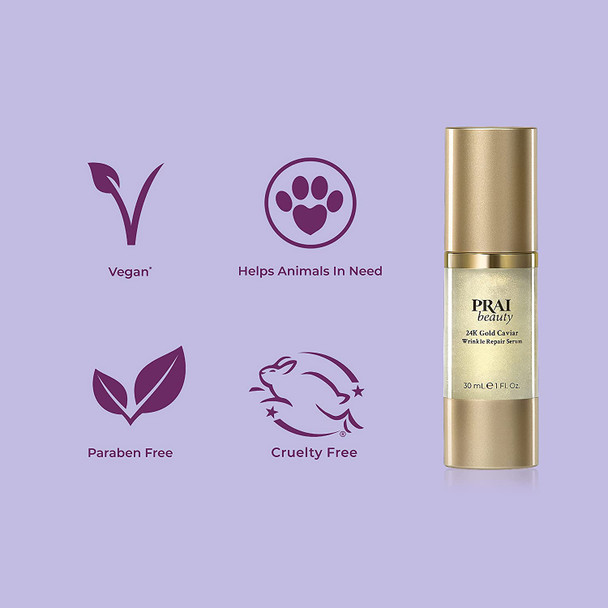 PRAI Beauty 24K Gold Caviar Wrinkle Repair Serum - Anti-Aging & Anti-Wrinkle Serum - 1 Fl Oz