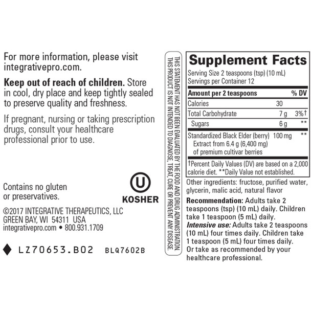Sambucus Black Elderberry Syrup 4 Ounces - Integrative Therapeutics