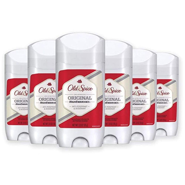 Old Spice Antiperspirant and Deodorant for Men, High Endurance, Original, 3 Oz (Pack of 6)