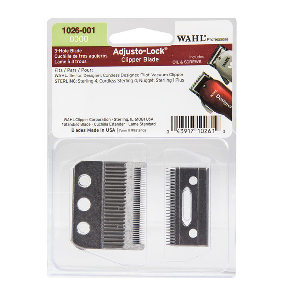 Wahl Professional 3 Hole Adjusto-Lock 0000 Clipper Blade for Designer, Senior, Cordless Designer, Pilot, Sterling 4 Clipper, Sterling Cordless 4, Nugget and Sterling 1  Model 1026-001