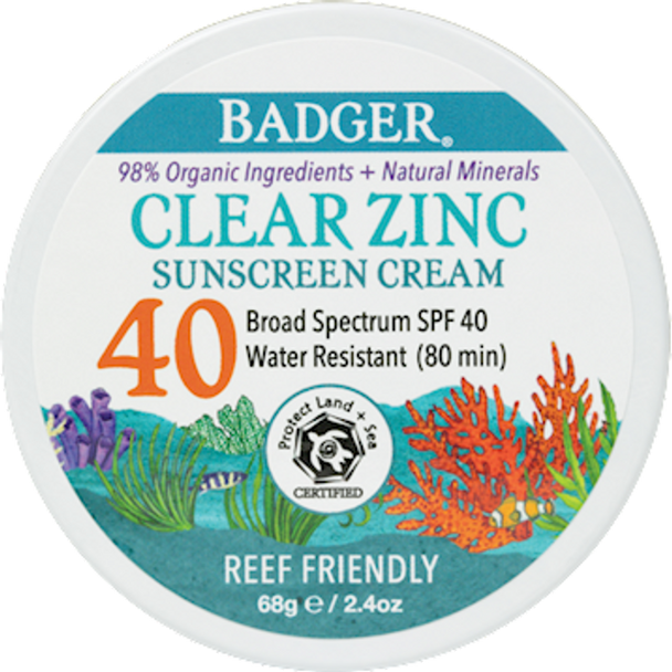 W.S. Badger Company - SPF 40 Clear Zinc Sunscreen 2.4 oz
