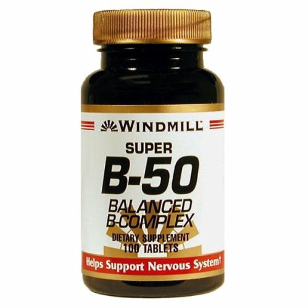 Vitamin B -50 Super 100 Tabs By Windmill Health Products