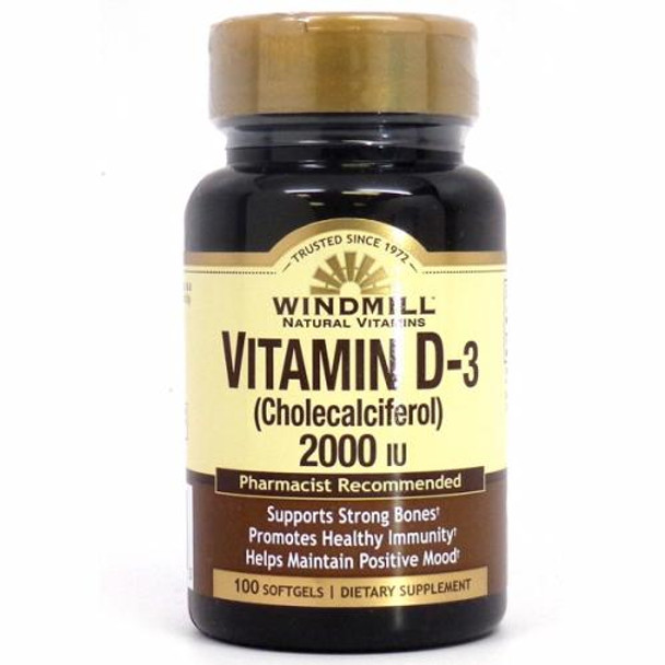 Vitamin D 2000 Iu 100 Softgels By Windmill Health Products