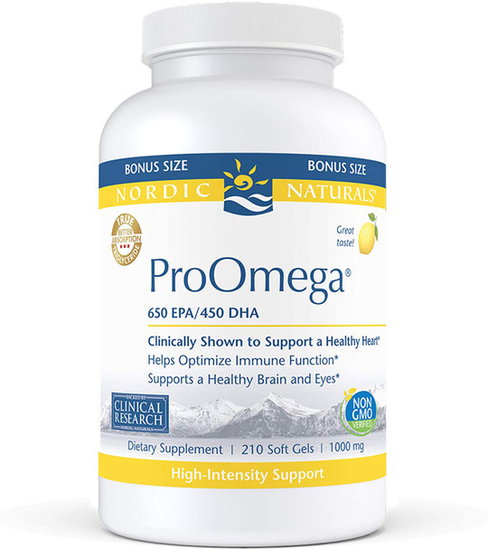 Nordic Naturals ProOmega, Lemon Flavor - 1280 mg Omega-3-210 Soft Gels - High-Potency Fish Oil with EPA & DHA - Promotes Brain, Eye, Heart, & Immune Health - Non-GMO - 105 Servings