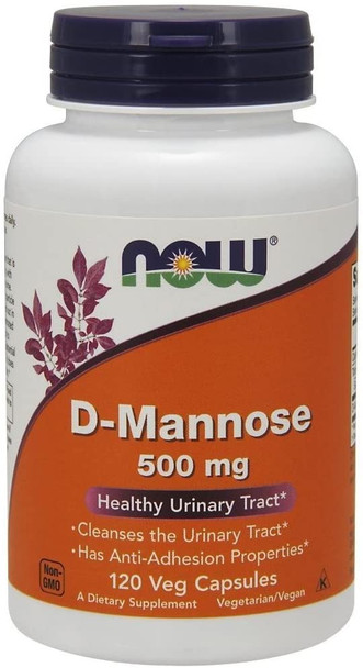 NOW D-Mannose 500 mg - 120 Veg Capsules (Pack of 4) (Pack of 4)