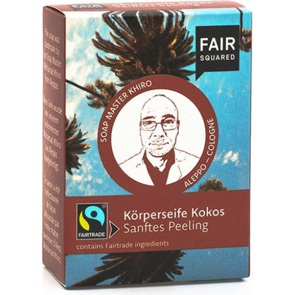 FAIR SQUARED Soft Peeling Coconut Body Soap Gentle exfoliating effect with fairtrade coffee grounds