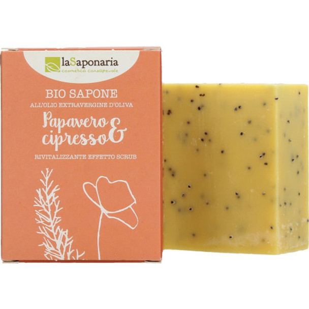 La Saponaria Poppy Seed & Cypress Soap Exfoliating cleansing action with poppy seeds