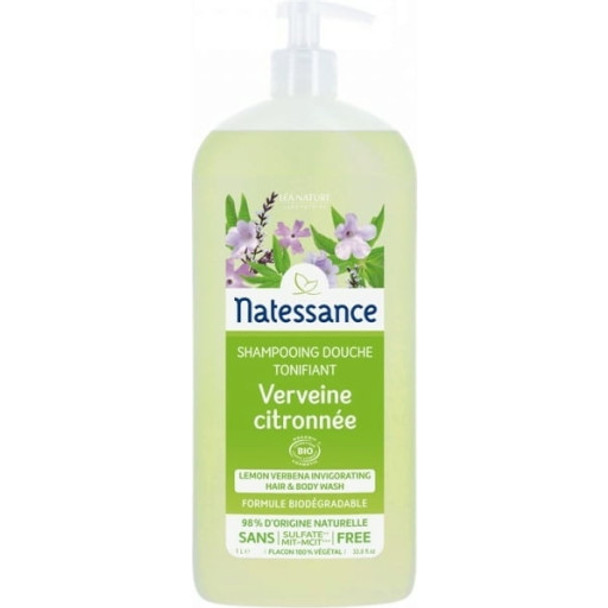 Natessance 2-in-1 Lemon Verbena Shampoo & Shower Gel Toning cleanser for the skin & hair