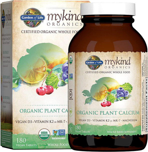 Garden of Life mykind Organics Plant Calcium Supplement Made from Whole Foods with Magnesium, Vitamin D as D3, and Vitamin K as MK7 for Bone Health, Teeth & Joint Support, Gluten-Free - 60 Day Count