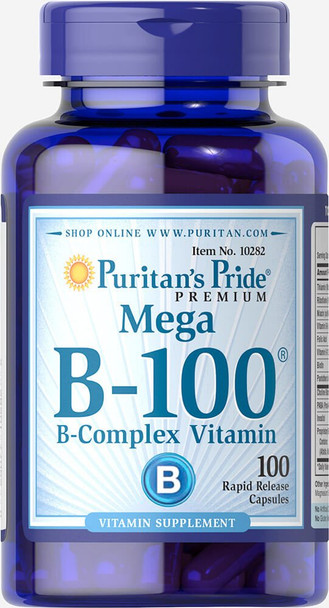 Vitamin B-100 Complex, Nervous System Support, 100 Count by Puritan's Pride®