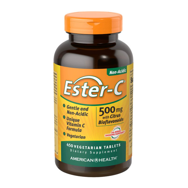 American Health Ester-C with Citrus Bioflavonoids Vegetarian Tablets - Gentle On Stomach, Non-Acidic Vitamin C - 500 mg, 450 Count, 225 Servings