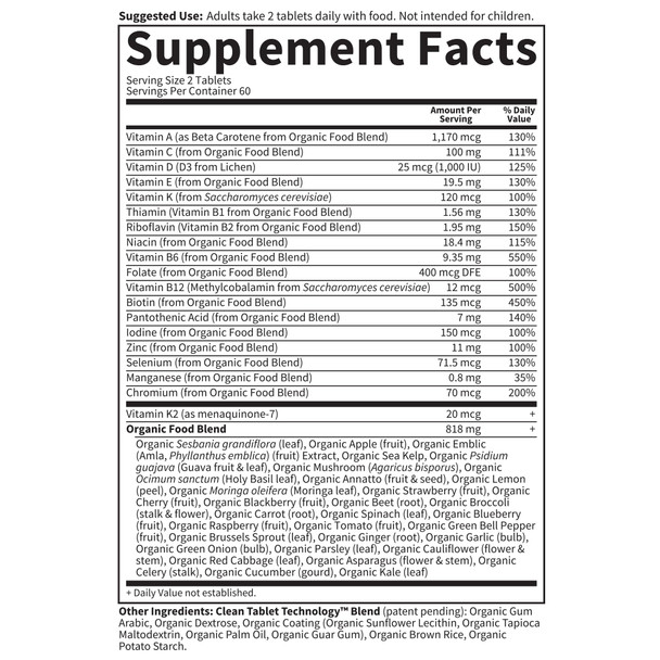 Garden of Life mykind Organics Whole Food Multivitamin for Men, 120 Tablets, Vegan Mens Vitamins and Minerals for Mens Health and Well-being, Certified Organic Vegan Mens Multi