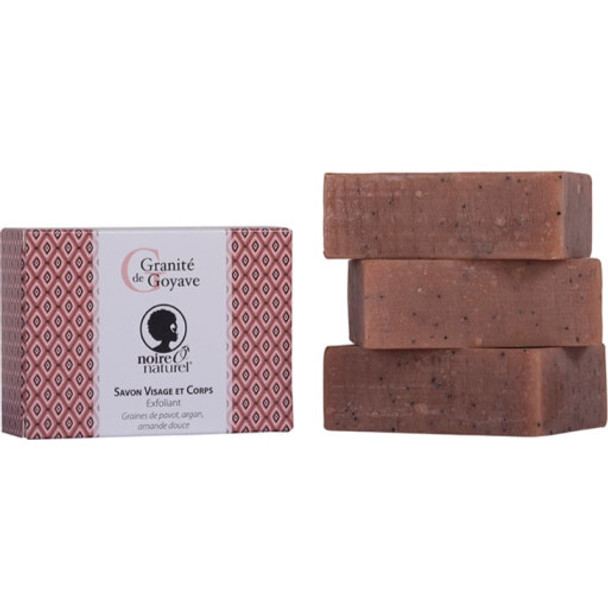 Noire O Naturel "Granite de Goyave" Scrub Soap Deep cleanser for face & body enriched with poppy seeds